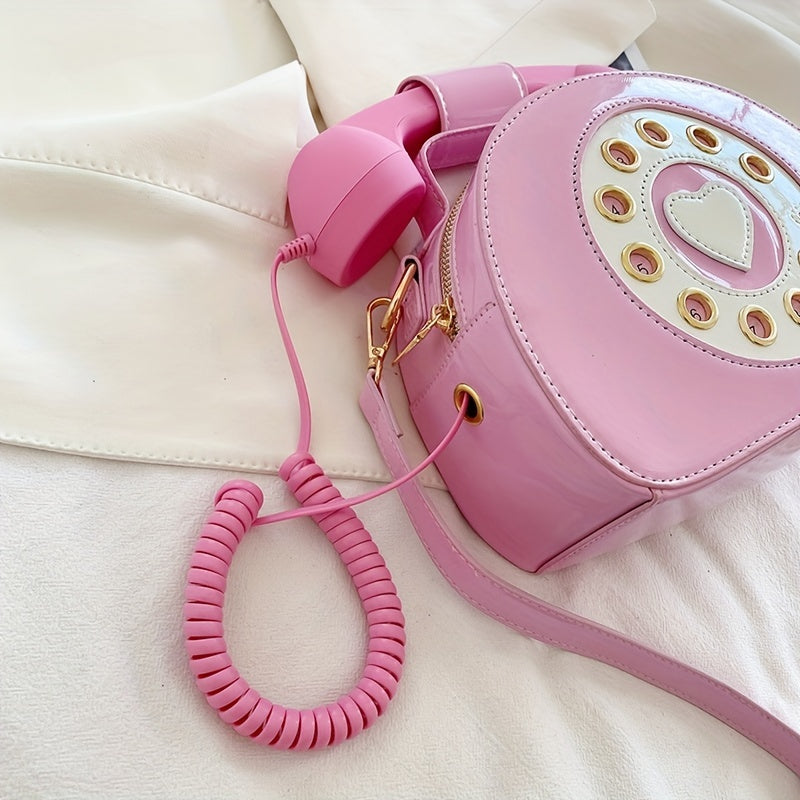 電話型 クロスボディバッグ｜受話器デザイン ノベルティバッグ｜女の子向け クリエイティブ コインパース