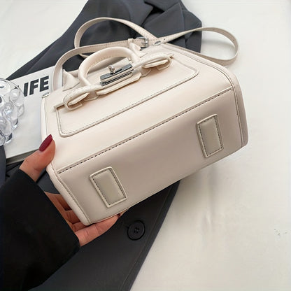 ニッチデザイン スクエア ショルダーバッグ｜無地 オールマッチ サッチェルバッグ｜レディース ターンロックバッグ