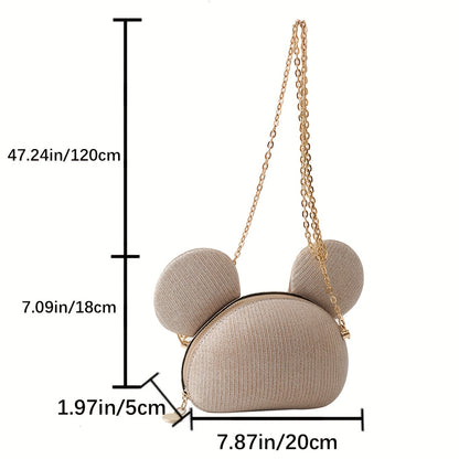 カートゥーン ベア スパンコール バッグ｜トレンド チェーン クロスボディバッグ｜レディース リップ収納用 ミニ ノベルティ パース