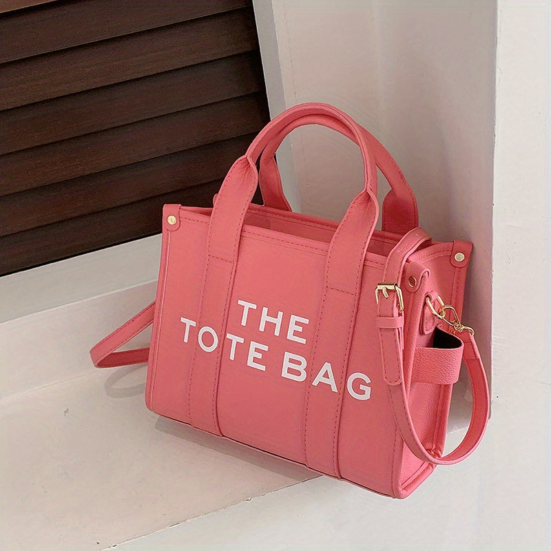 トレンド レターグラフィック トートバッグ｜PUレザー クロスボディバッグ｜通勤・通学・旅行用 レディース トップハンドル サッチェルバッグ