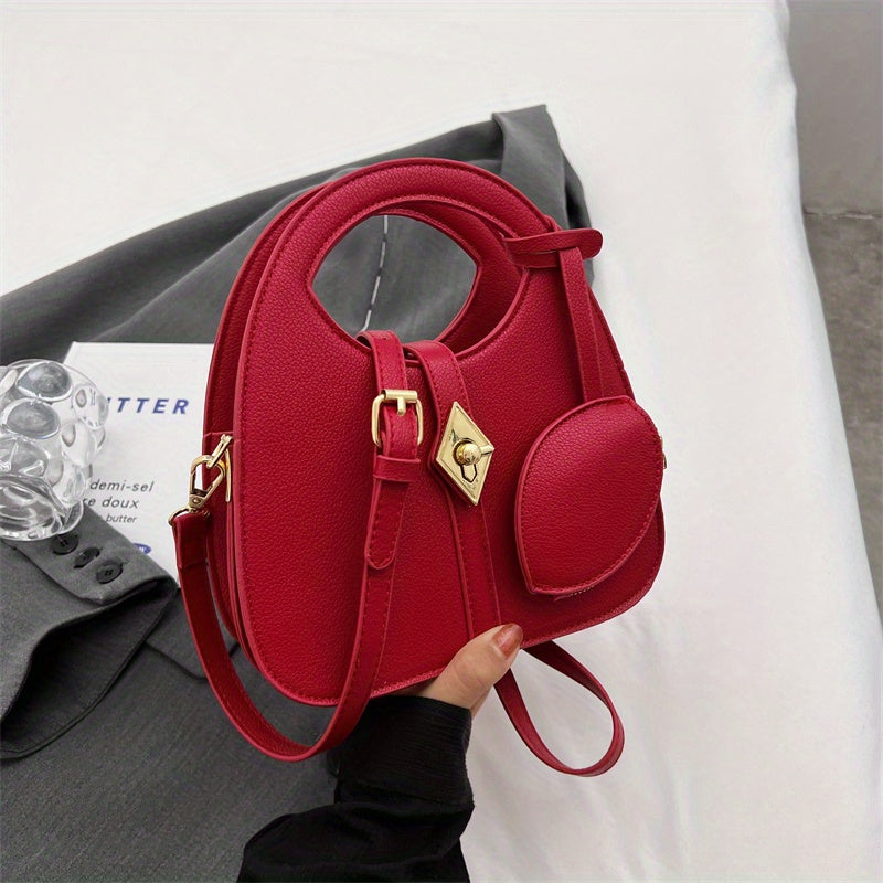 ニッチデザイン クロスボディバッグ｜レディース ターンロック ハンドバッグ｜コインケース付き ファッション ショルダーバッグ