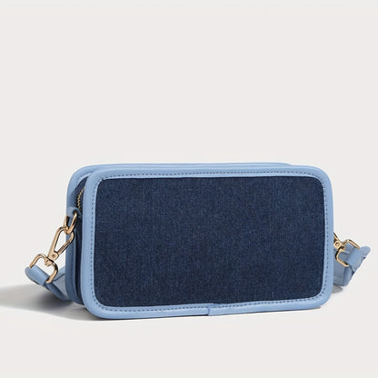 配色デザイン クロスボディバッグ｜ファッション キャンバス スクエア パース｜コインケース2個付き ミニ ショルダーバッグ