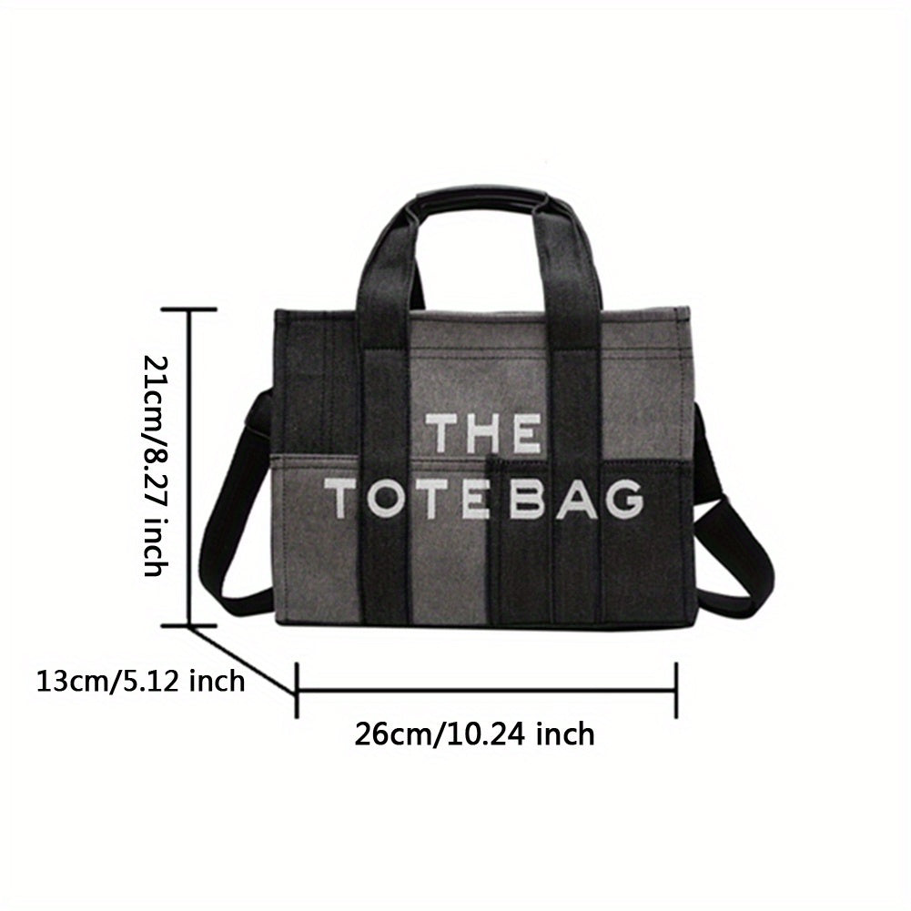 ステッチ デニム トートバッグ｜ヴィンテージ風 クロスボディバッグ｜通勤・旅行・通学用 レディース トップハンドルバッグ