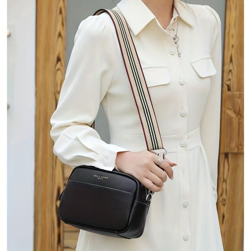 スモール レターグラフィック クロスボディバッグ｜ストライプ ストラップ ショルダーバッグ｜レディース ファスナー付き スクエア パース