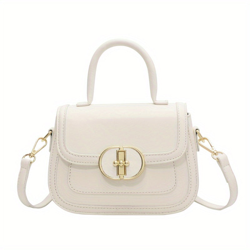 配色コントラスト ハンドバッグ｜スウィート バックル クロスボディバッグ｜レディース ミニ PUレザー フラップ パース