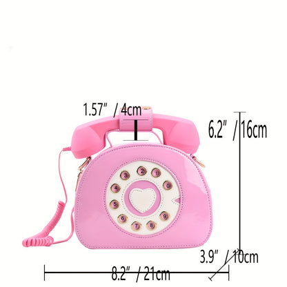 電話型 ショルダーバッグ｜クリエイティブ PUレザー クロスボディバッグ｜個性派 ファスナー付き レディースバッグ