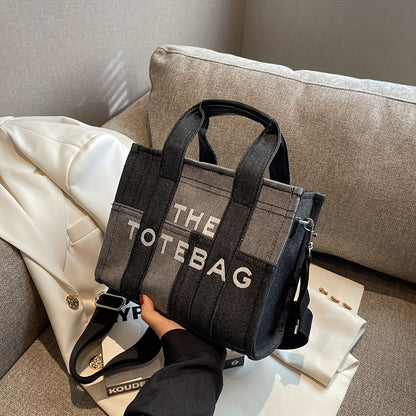 ステッチ デニム トートバッグ｜ヴィンテージ風 クロスボディバッグ｜通勤・旅行・通学用 レディース トップハンドルバッグ