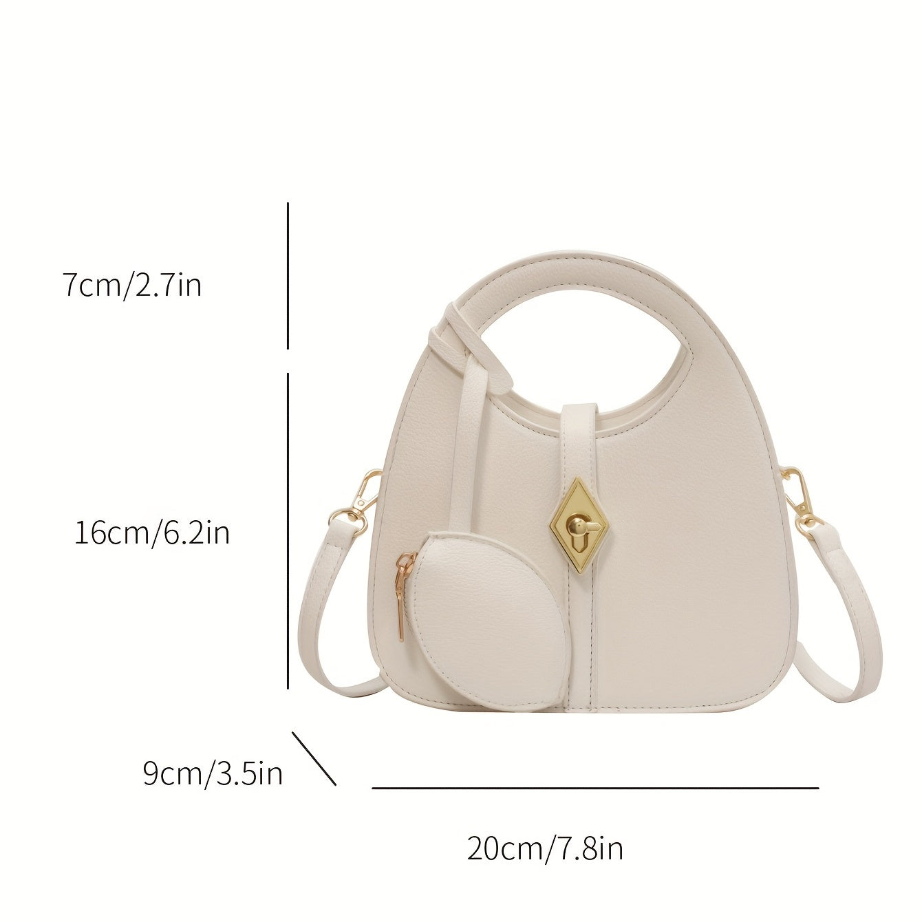 ニッチデザイン クロスボディバッグ｜レディース ターンロック ハンドバッグ｜コインケース付き ファッション ショルダーバッグ