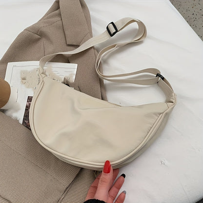 トレンド ナイロン クロスボディバッグ｜レディース 無地 ダンプリング（餃子型）パース｜軽量 トラベル ショルダーバッグ