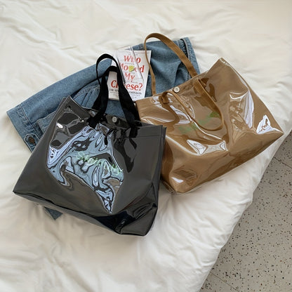 クリア レタープリント トートバッグ｜大容量 防水 ショルダーバッグ 夏・ビーチ用