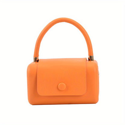 トレンド ボックス型 ハンドバッグ｜ボタン付き 無地 クロスボディバッグ｜個性派 フラップ スクエア バッグ