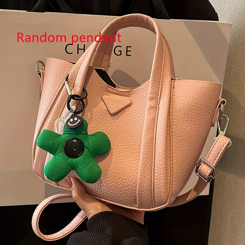 トレンド バケット クロスボディバッグ｜無地 ショルダーバッグ｜レディース ダブルハンドル トートバッグ