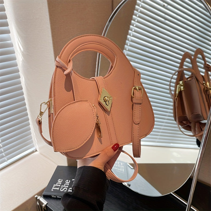 ニッチデザイン クロスボディバッグ｜レディース ターンロック ハンドバッグ｜コインケース付き ファッション ショルダーバッグ