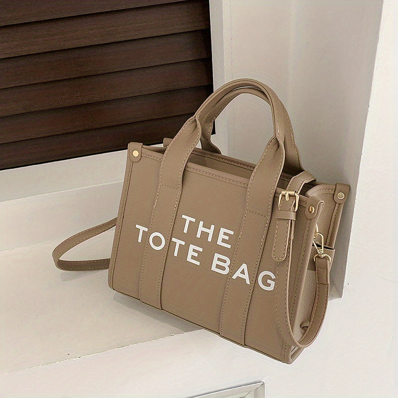 トレンド レターグラフィック トートバッグ｜PUレザー クロスボディバッグ｜通勤・通学・旅行用 レディース トップハンドル サッチェルバッグ