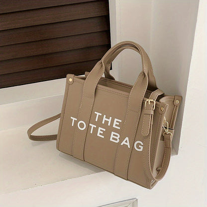 トレンド レターグラフィック トートバッグ｜PUレザー クロスボディバッグ｜通勤・通学・旅行用 レディース トップハンドル サッチェルバッグ