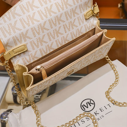 クラシック レターパターン パース｜フラップ クロスボディバッグ｜ヴィンテージ チェーンバッグ｜レディース ショルダーバッグ