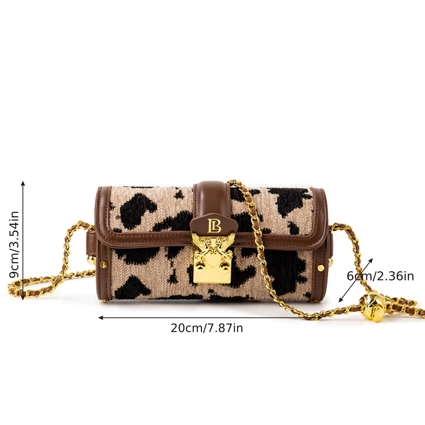 レディース シリンダー型 クロスボディバッグ｜チェーン ショルダーバッグ｜ツイード フラップ ハンドバッグ