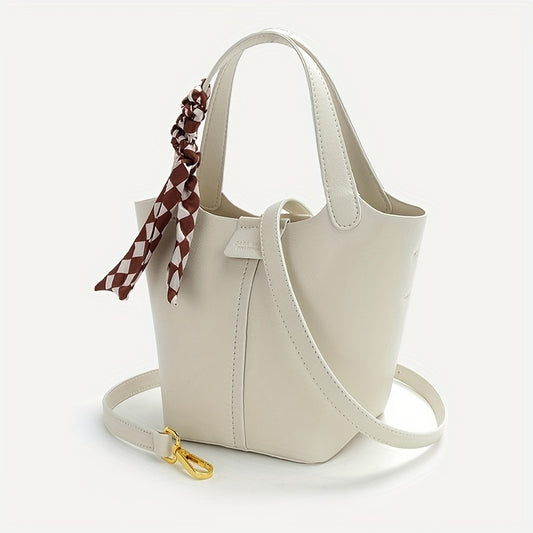 無地 カジュアル バケットバッグ｜PUレザー 多用途 クロスボディバッグ｜ストラップ取り外し可能 持ち運び便利 ハンドバッグ