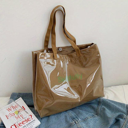 クリア レタープリント トートバッグ｜大容量 防水 ショルダーバッグ 夏・ビーチ用