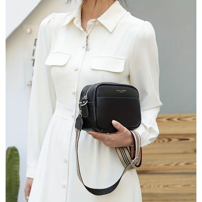 スモール レターグラフィック クロスボディバッグ｜ストライプ ストラップ ショルダーバッグ｜レディース ファスナー付き スクエア パース