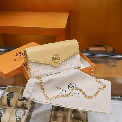 クラシック レターパターン パース｜フラップ クロスボディバッグ｜ヴィンテージ チェーンバッグ｜レディース ショルダーバッグ