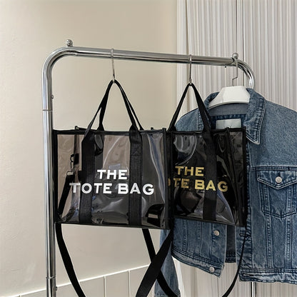 レターパターン トートショルダーバッグ｜クリア サッチェルバッグ｜オールマッチ クロスボディバッグ