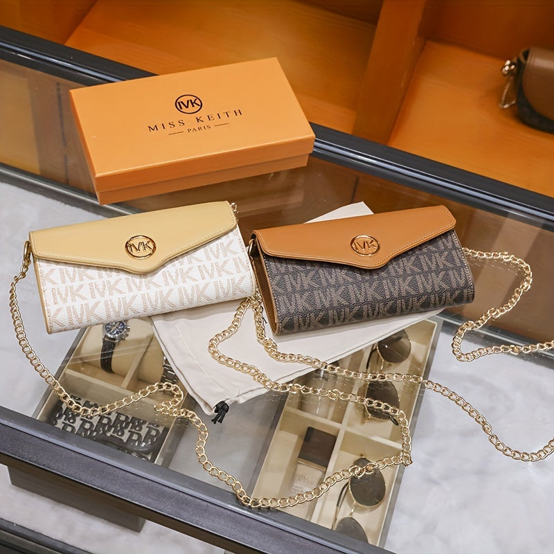 クラシック レターパターン パース｜フラップ クロスボディバッグ｜ヴィンテージ チェーンバッグ｜レディース ショルダーバッグ