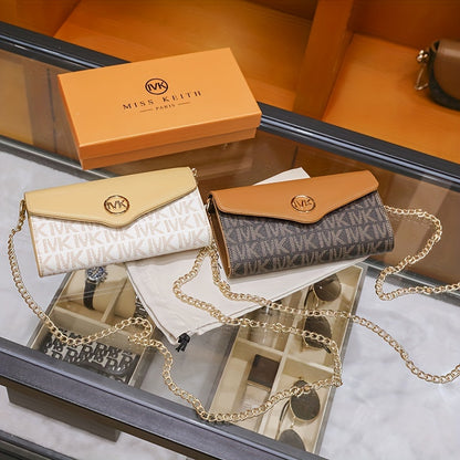 クラシック レターパターン パース｜フラップ クロスボディバッグ｜ヴィンテージ チェーンバッグ｜レディース ショルダーバッグ