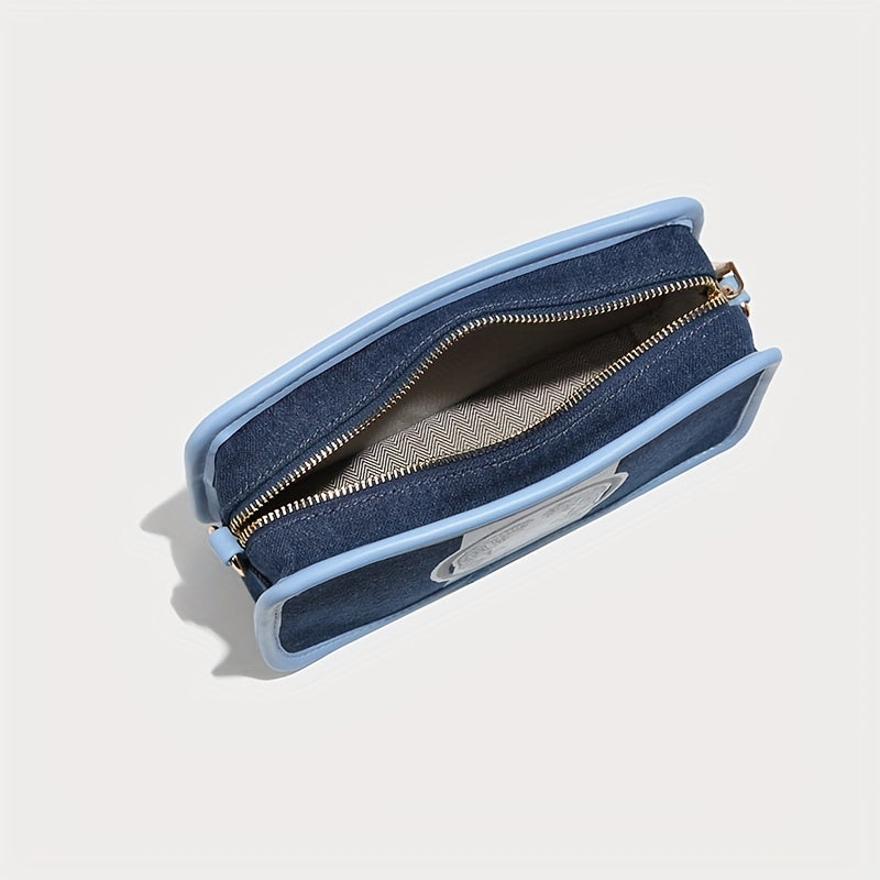 配色デザイン クロスボディバッグ｜ファッション キャンバス スクエア パース｜コインケース2個付き ミニ ショルダーバッグ