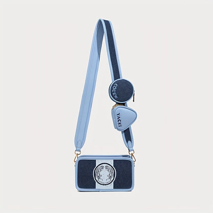 配色デザイン クロスボディバッグ｜ファッション キャンバス スクエア パース｜コインケース2個付き ミニ ショルダーバッグ