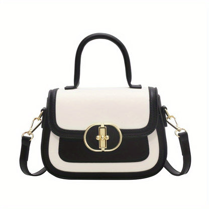 配色コントラスト ハンドバッグ｜スウィート バックル クロスボディバッグ｜レディース ミニ PUレザー フラップ パース
