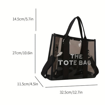 レターパターン トートショルダーバッグ｜クリア サッチェルバッグ｜オールマッチ クロスボディバッグ