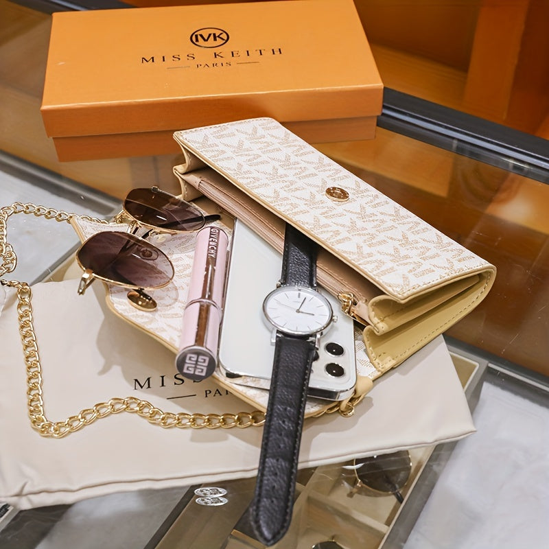 クラシック レターパターン パース｜フラップ クロスボディバッグ｜ヴィンテージ チェーンバッグ｜レディース ショルダーバッグ