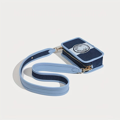 配色デザイン クロスボディバッグ｜ファッション キャンバス スクエア パース｜コインケース2個付き ミニ ショルダーバッグ