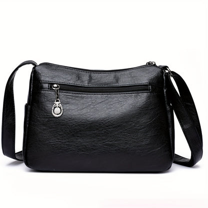 ボタン装飾 クロスボディバッグ｜レディース 多ポケット ハンドバッグ｜ファッション PU ショルダーバッグ