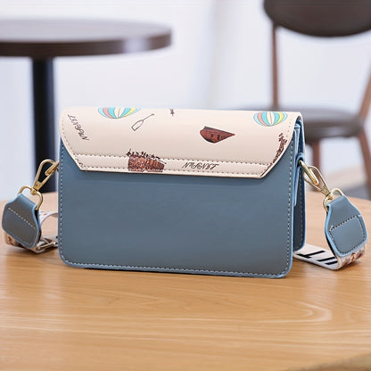 カートゥーン柄 スクエア ショルダーバッグ｜スタイリッシュ 配色デザイン バッグ｜オールマッチ クロスボディバッグ